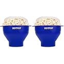 The Original Hotpop Microwave Popcorn Popper, Silicone Popcorn Maker, Collapsible Bowl BPA-Free and Dishwasher Safe- 20 Colors Available (Blue) (Pack of 2)