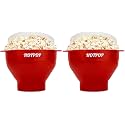 The Original HotPop Silicone Popcorn Maker - Microwave Popcorn Popper - Collapsible Bowl, Heat-Resistant, Easy to Clean, Ideal for Family Movie Nights, 15-Cup Capacity - Cherry (Pack of 2)