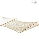 Original Pawleys Island Large Oatmeal DuraCord Rope Hammock – 13 ft. x 55 in., 2-Person, 450 lb Capacity, Oak Spreader Bar, Zinc-Plated Hardware, Handcrafted in the USA