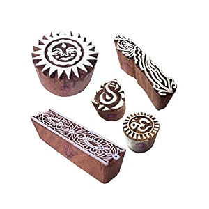 original shapes religious and border wood block print stamps set of 5