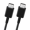 Original Type C To Type C Fast Charging Sync Strong Data Cable Compatible With Samsung Galaxy Note 10 plus M51 S21 Ultra 5G Z Fold 3 5G A72 S20 Plus S21 Plus Note 10 Lite S21 A71 Note 20-Black