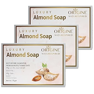 natural handmade almond soap bar  softer smoother and moisturised skin  all natural ingredients- sls amp paraben free- 75 gm pack of 3