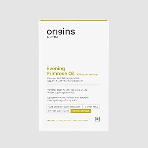 origins nutra evening primrose oil  supports hormonal balance helps lower pms symptoms improves skin health evening primrose oil  gmp certified  for men amp women  28 veg soft gels pack of 1