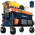 Originsure 220L Collapsible Beach Wagon Cart with Big Wheels, 460lbs, Blue