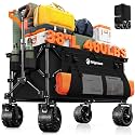 Originsure 220L Collapsible Beach Wagon Cart with Big Wheels, 460lbs, Black