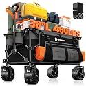 Originsure 220L Foldable Beach Wagon Cart with Big Wheels,460lbs,Grey&amp;Black