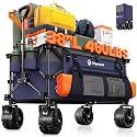 Originsure 220L Foldable Beach Wagon Cart with Big Wheels, 460lbs, Purple
