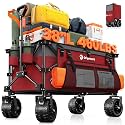 Originsure 220L Foldable Beach Wagon Cart with Big Wheels, 460lbs, Grey&amp;Red