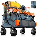 Originsure 220L Foldable Beach Wagon Cart with Big Wheels,460lbs,Grey&amp;Blue