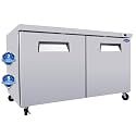 ORIKOOL 60" Commercial Under Counter Freezer 2 Door 18.5 Cu.ft Undercounter Work Top Freezers ETL Approved (double door -8~-1℉)