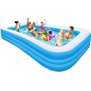 oriley 10 feet rectangular inflatable pool full-sized swimming with family bathtub for kids adults outdoor backyard garden summer party blue pump not included