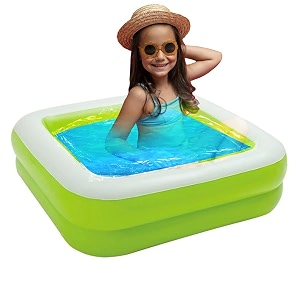 oriley 3 feet square inflatable pool with electric pump swimming bathtub for kids and toddlers outdoor garden summer party green pump not included