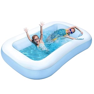 oriley 55 feet rectangular inflatable pool full-sized swimming bathtub for kids outdoor backyard garden summer party blue pump not included