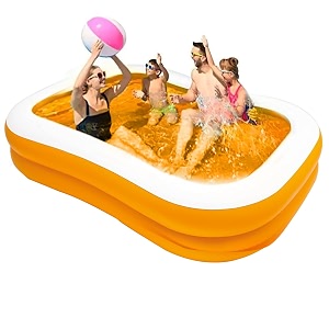 oriley 75 feet rectangular inflatable pool full-sized swimming with family bathtub for kids adults outdoor backyard garden summer party yellow pump not included