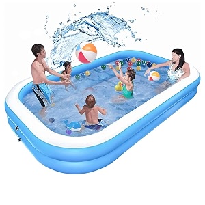 oriley 7 feet rectangular inflatable pool full-sized swimming with family bathtub for kids adults outdoor backyard garden summer party blue pump not included