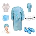 ORILEY Disposable PPE Kit with Coverall Gown, Hand Gloves, Goggles, 3 PLY Face Mask, Shoe Cover and Head Cover