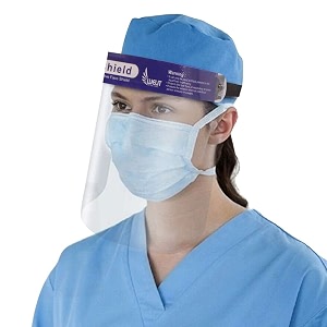 oriley orfsn04 175 micron disposable face shield with adjustable elastic strap anti-splash single use protective facial cover transparent full face visor with eye amp head protection 1 pc