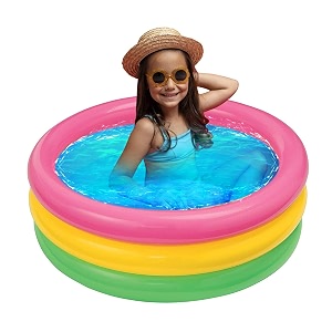 oriley kids swimming pool  0-5 years baby  3 feet round 3-ring pool with dual-layer inflatable bottom  safe comfy amp easy to use perfect for balcony amp garden play pump not included