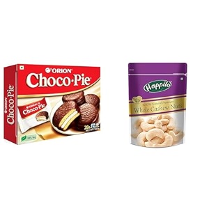 orion choco pie - chocolate coated soft biscuit 12 pcs pack 336 g amp happilo 100 natural premium whole cashews 200g