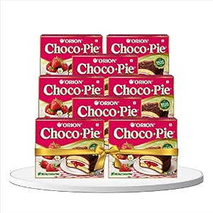 orion strawberry choco pie - 8 x 12 piece pack 96 pies centre-filled chocolate biscuit