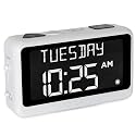 ORKA Talking Clock. Voice Recordable Ex Large Medication Pill Reminder. Talking Alarm Clock for Dementia, Hearing, Visually impaired Seniors-Digital Day Clock with Multiple Customized Alarms White