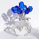 Ornalrist Crystal Blue Rose Figurine, Glass Flower Figurine