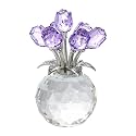 Ornalrist Crystal Purple Rose Figurine, Glass Flower Figurine