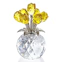 Ornalrist Crystal Yellow Rose Flower Figurine, Glass Flower Figurine