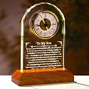 Ornalrist Son Crystal Clock Gifts from Mom Dad with Wooden Light Base