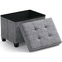 Ornavo Home Small Rectangle Storage Ottoman with Legs, 12x16x12, Gray