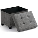 Ornavo Home Small Rectangle Storage Ottoman with Legs, 12x16x12, Dark Gray