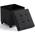 Ornavo Home Square Cube Storage Ottoman with Legs, 15x15x15, Black