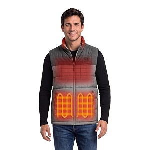 ororo Mens Heated Vest Lightweight 4-Zone Battery