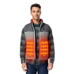 ORORO Mens Heated Vest Lightweight 4-Zone USB-C