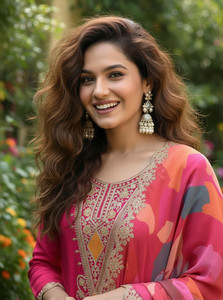 ORRIYA Embroidered Kurta Trouser Pant Dupatta