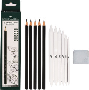ortan 6 graded pencil set 6 smudging stumps 1 kneadable eraser for graphite round etc shaped color pencils