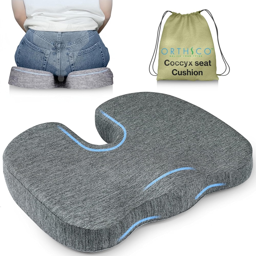 Gel Memory Foam Coccyx Seat Cushion - Orthopedic Tailbone & Sciatica ...