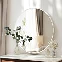 Oruii Large Round Mirror, 30 inch White Circle Mirror, White Metal Frame
