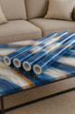 ORYA 60 cm x 200 cm Waterproof Decorative Vinyl Wallpaper (White, Blue, Gold, Pack of 4)