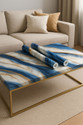 ORYA 60 cm x 200 cm Waterproof Decorative Vinyl Wallpaper (White, Blue, Gold, Pack of 2)