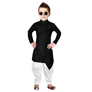 boys kurta dhoti set in cross arrow pattern