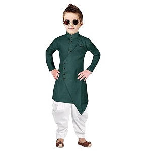 boys kurta dhoti set in cross arrow pattern