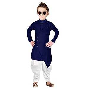 boys kurta dhoti set in cross arrow pattern
