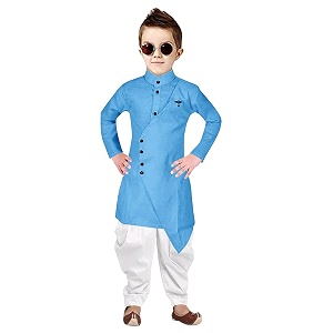 boys kurta dhoti set in cross arrow pattern