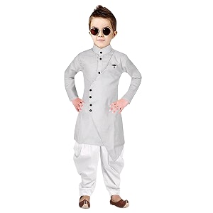 boys kurta dhoti set in cross arrow pattern