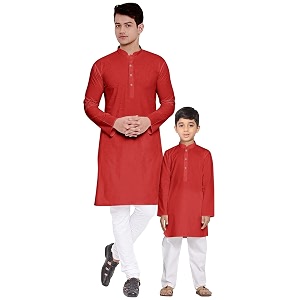 os men39s amp boy39s cotton silk regular kurta pyjama set