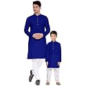 OS Men's &amp; Boy's Cotton Silk Regular Kurta Pyjama Set