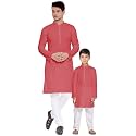 OS Men's &amp; Boy's Cotton Silk Regular Kurta Pyjama Set