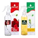 Oscar Natural Rose &amp; Rajnigandha Air Freshener Spray | Long Lasting Floral Room Spray for Home, Bathroom,Office &amp; Car |250ml each | Pack of 2