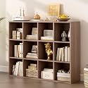 OSCHF 12-Cube Storage Shelf Bookcase, Walnut